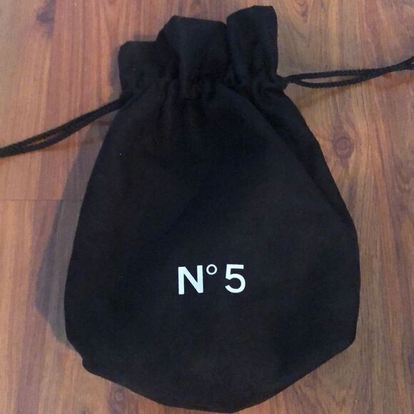 Chanel No 5 Black drawstring large pouch faux suede - Picture 1 of 4
